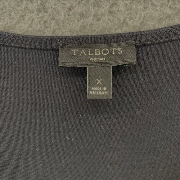 Talbots Top Womens X Plus Black 3/4 Sleeve Tiered Neck Pullover Stretch Casual - Picture 5 of 9